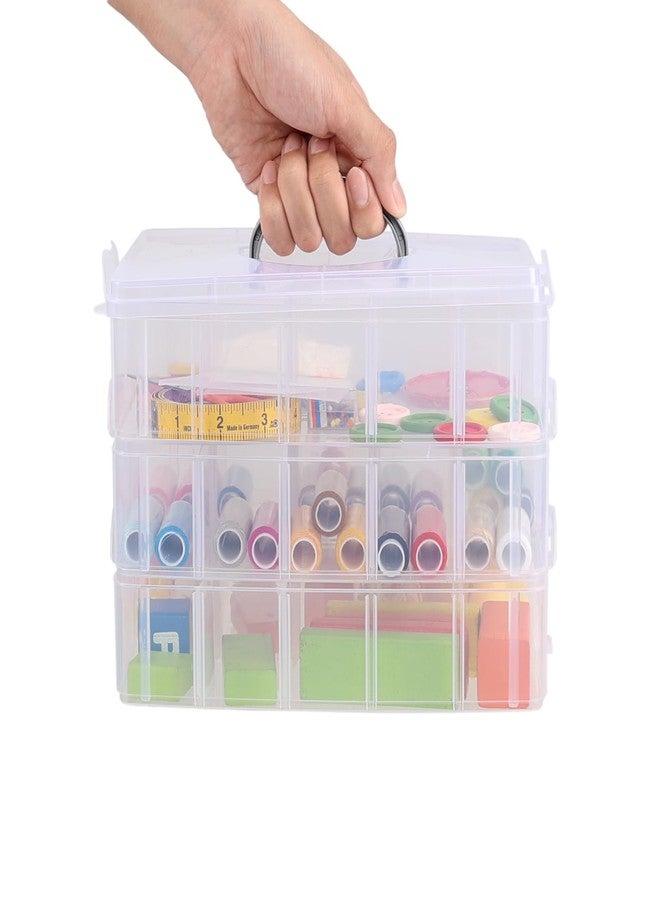 Yesdate 3-Tier Stackable Storage Container Box with Dividers-30 Compartments, Bead Organizers with Latch Lid for Art Craft Storage, Washi Tape, Ornaments, Jewelry, Beauty & Sewing Supplies - Image 4